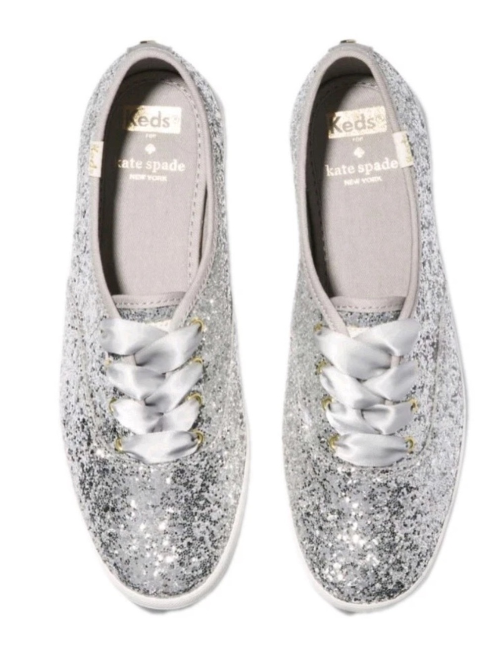 Keds x Kate Spade Champion Silver Glitter Cushioned OrthoLite Insole Sneaker 7.5